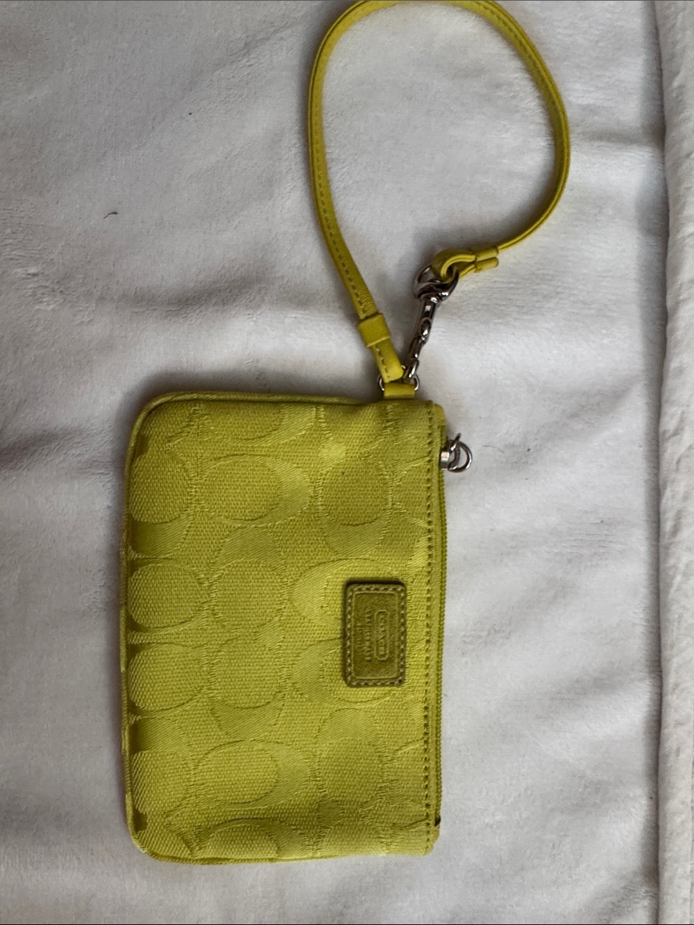 Coach Chartreuse Signature Wristlet